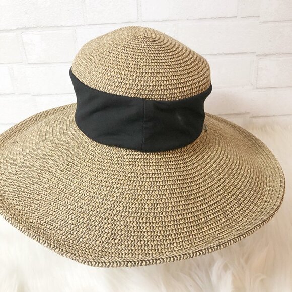 Sun N Sand Paper Braid Collapsible Crown Floppy 4" Brim Summer Women's Brown Hat - Picture 3 of 7